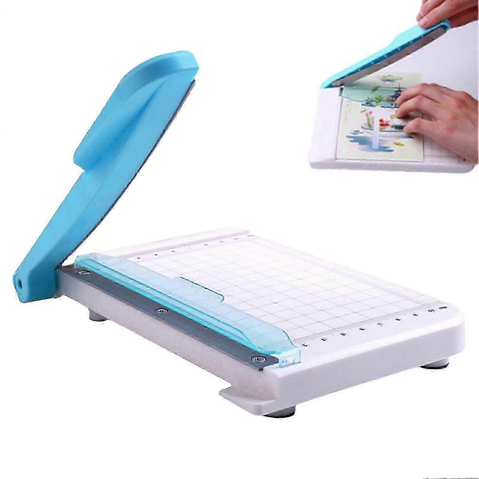 Mini Guillotine Paper Cutter - Photo & Craft Trimmer with Grid Lines, Compact & White