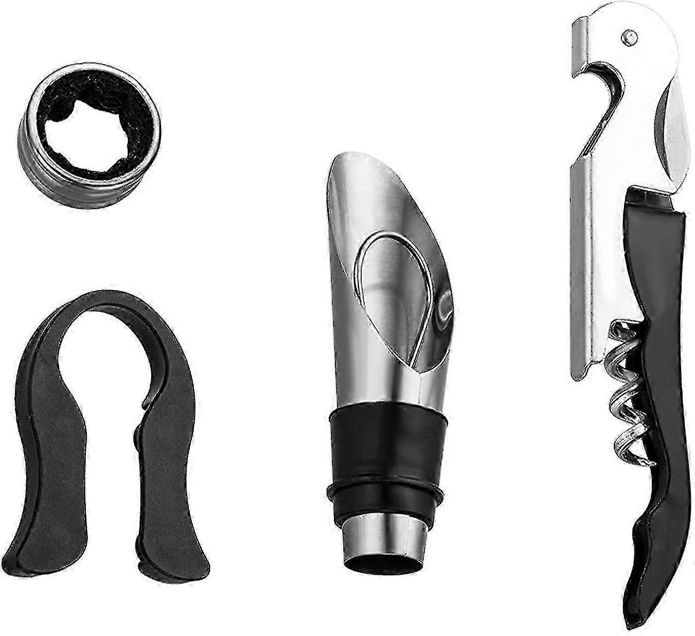 Ensemble d’ouvre-bouteille multifonctionnel avec coupe-feuille, acier inoxydable et silicone FP