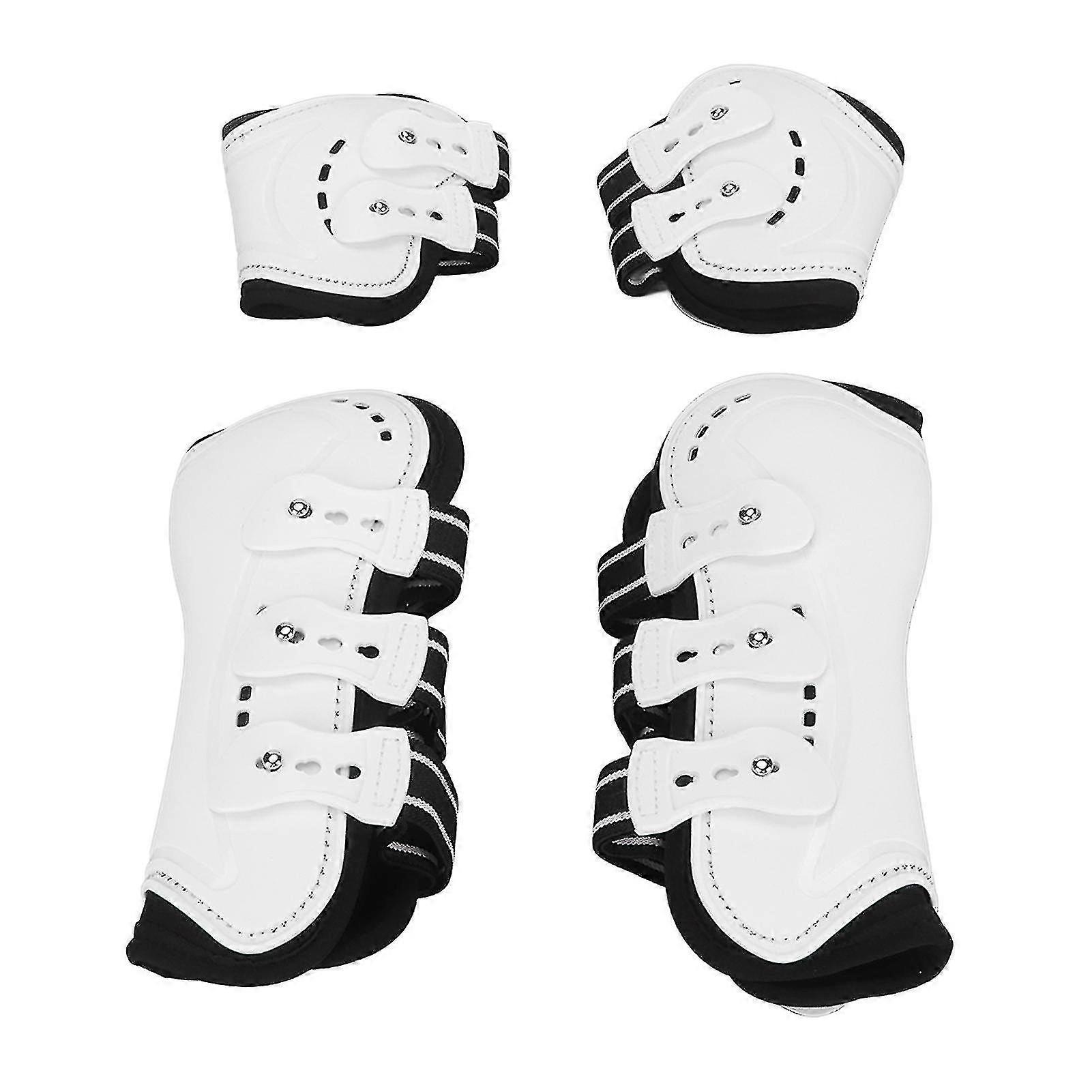 Horse Tendon Boots Shock Absorbing Adjustable Front Hind Fetlock Boots for Leg Protection White Set of 4-YUHAO-M