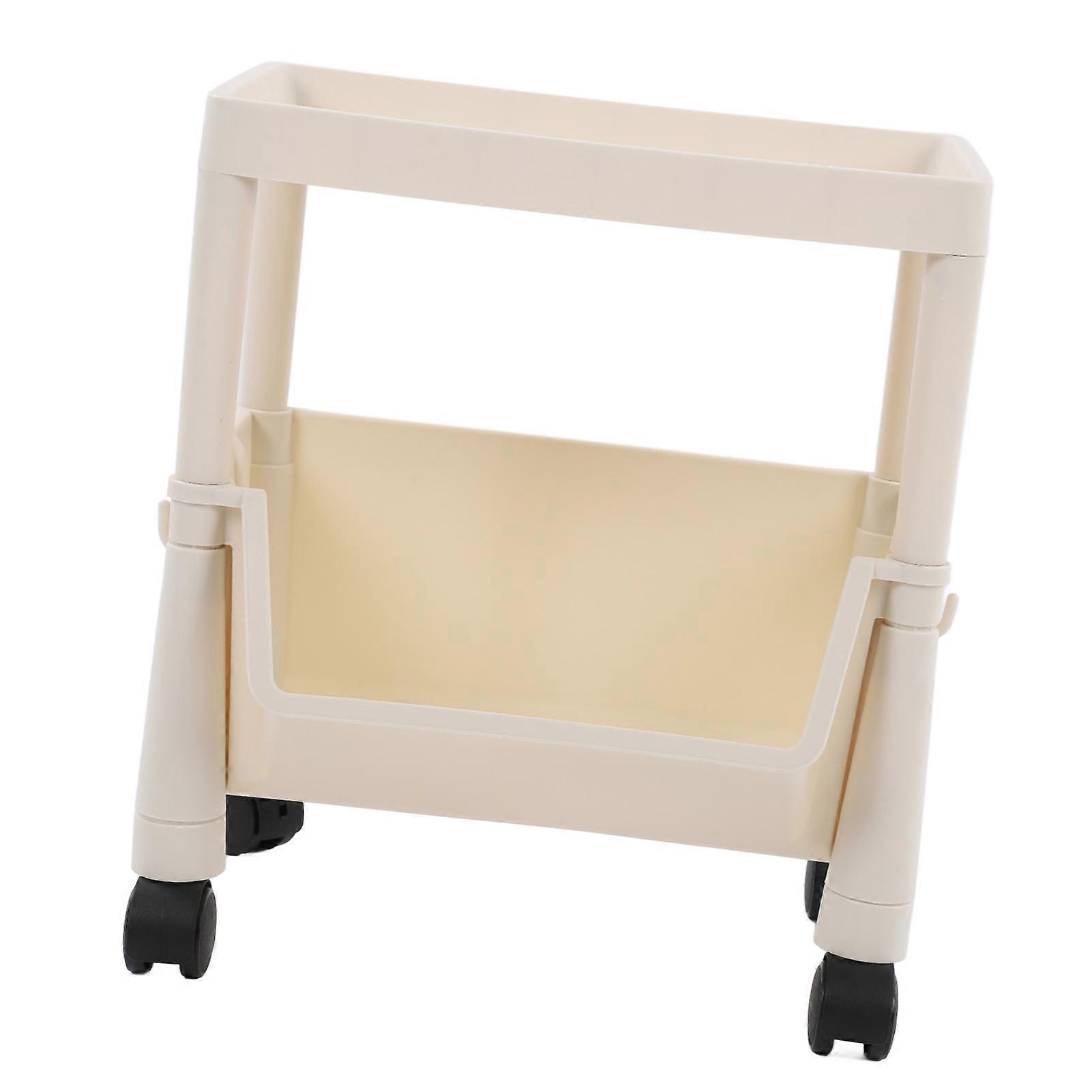 Compact Rolling Storage Organizer Large Capacity Mobile Utility Cart Movable Storage Book Shelves with Lockable Wheels 2 Tier with Cover