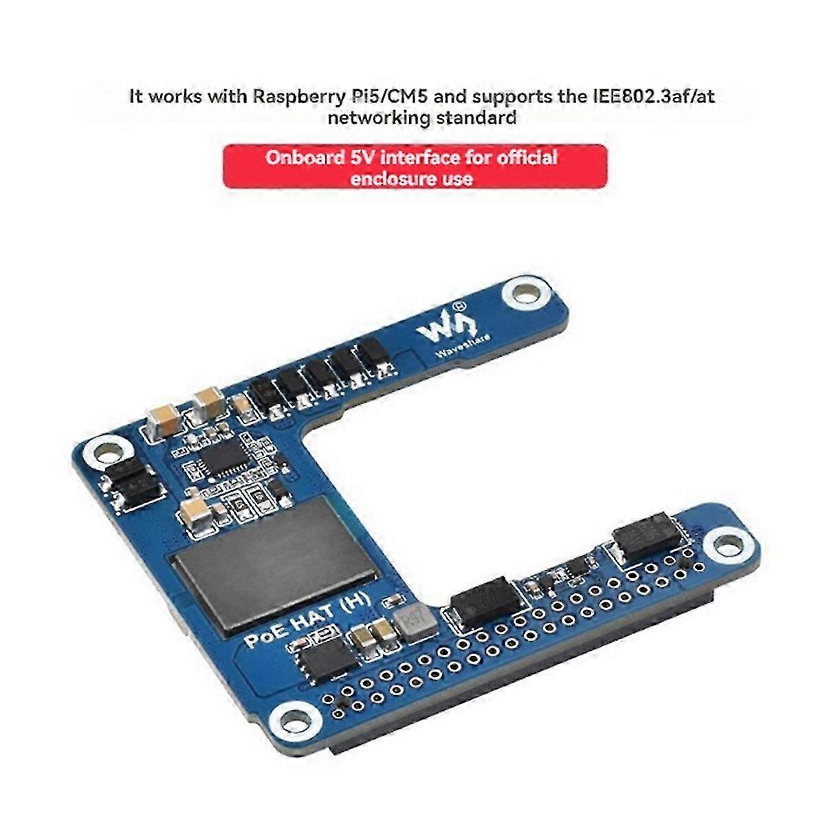 for 5/CM5 PoE HAT Power over Ethernet HAT(H) 5V 5A Support 802.3af/At with Case for RPI 5/CM5Blue SZRH