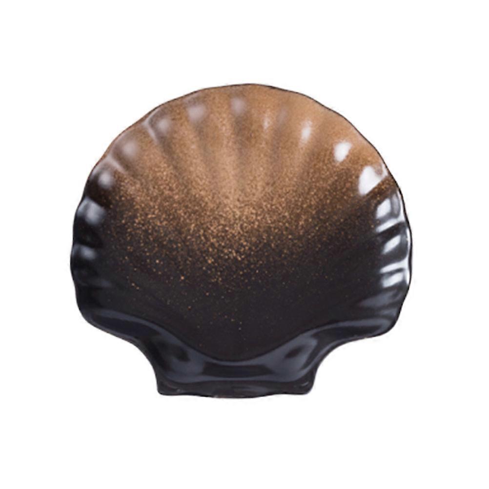 Household Ceramic Plate Shell Shape Design for Home Use 10 Inch Brown and Easy to Clean 1PC