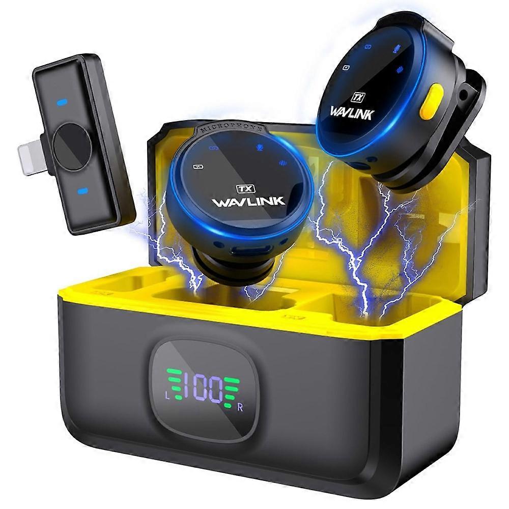 WAVLINK 608C For iPhone  iPad Wireless Clip On Lavalier Dual Microphone with Receiver for Video Reco