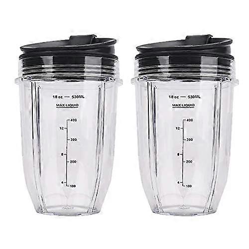 2 x 18 oz Ninja Mixer Cups with Lid for Ninja IQ BL480 BL642 BL450 BL682 BL480, BL490, BL640 BL680