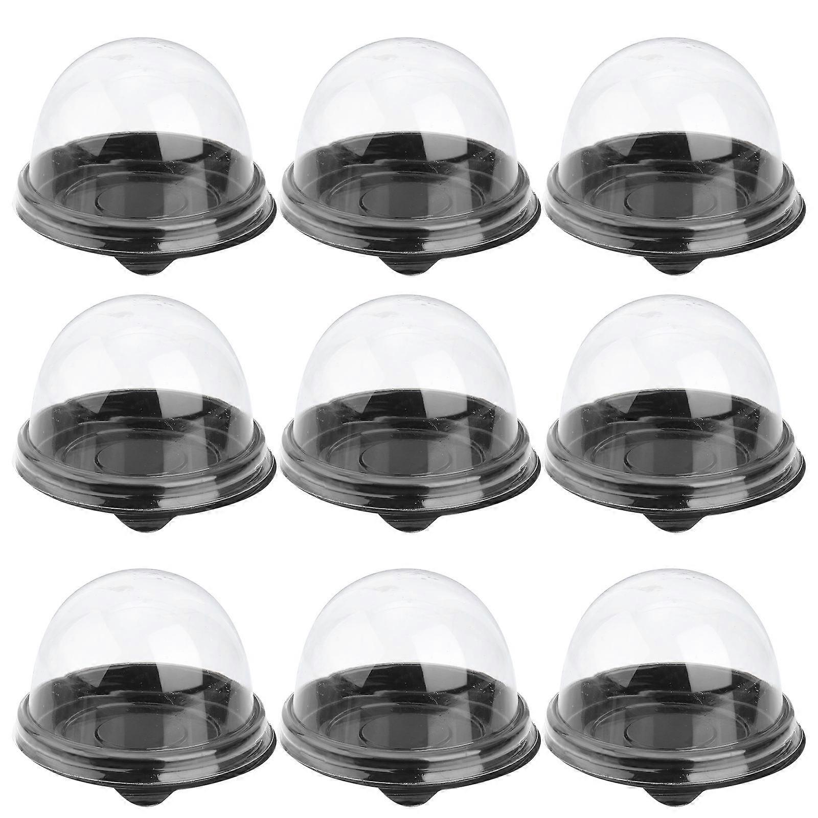 Cake Plastic Container Prevent Cake Deformation Round Egg-Yolk Puff Box Black 2.8X2.8X2.0in Convenient for Use 50Set