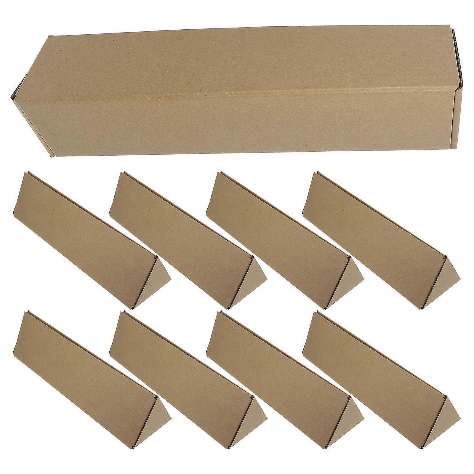 Kraft Mailing Triangle Box Mailing Tube Triangle Shape Transportation Packaging Moving Khaki 10Pcs