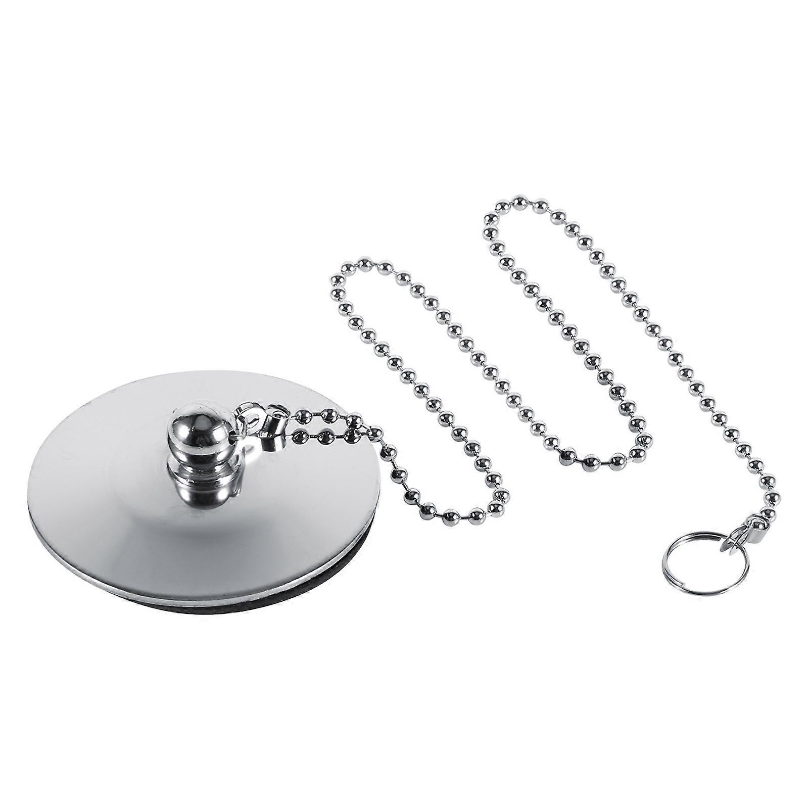 Chrome Drain Stopper for Kitchen Sink Bathroom Bathtub Solid Metal with Chain