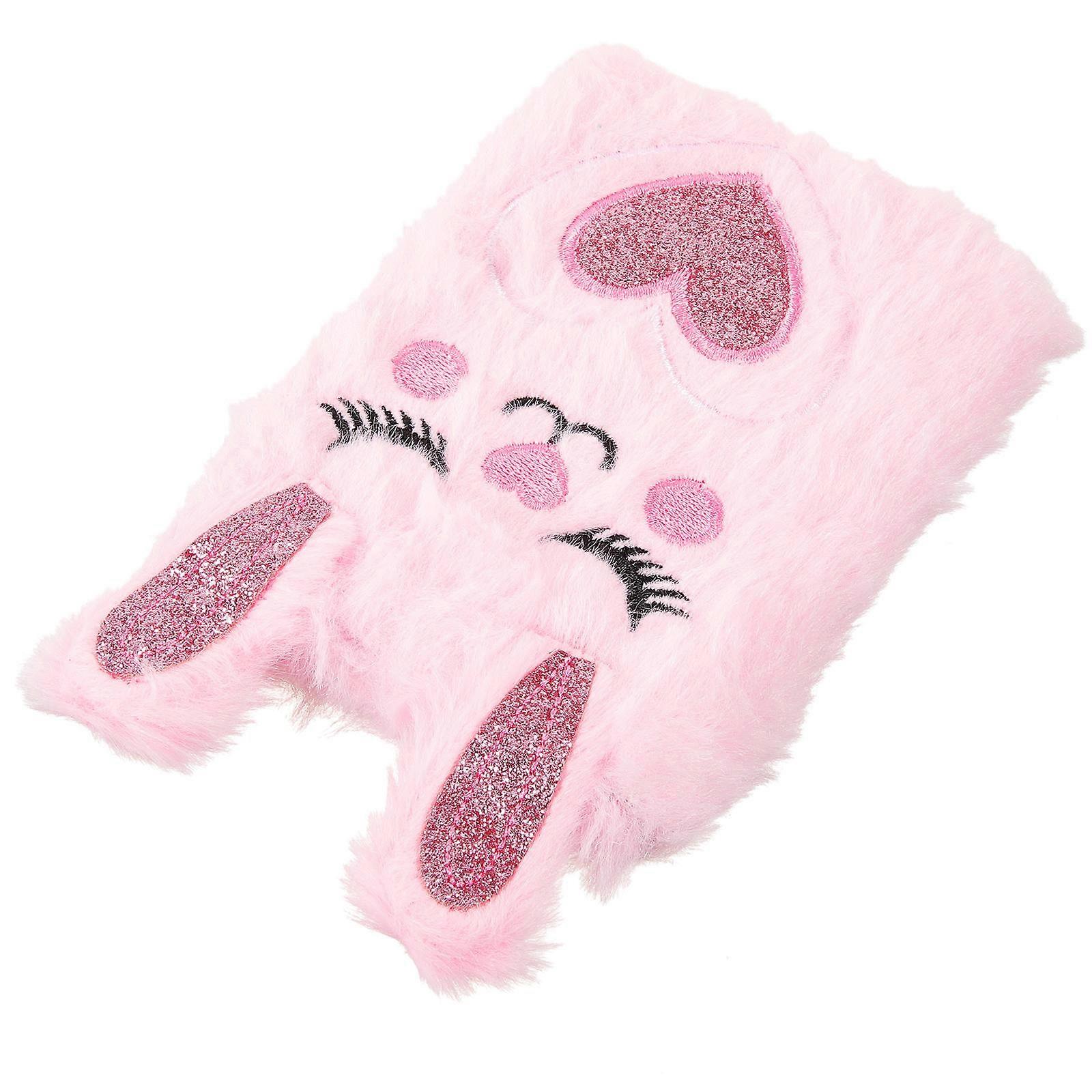 Fluffy Bunny Plush Diary Book Portable Journal Notebook for Writing Daily Thoughts and Planning