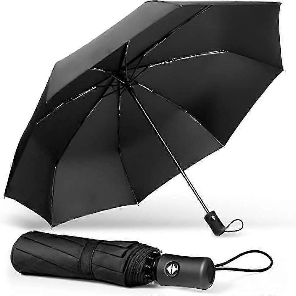 Classic Windproof Automatic Folding Compact One Button Auto Open Close Umbrella Black Edition 0620