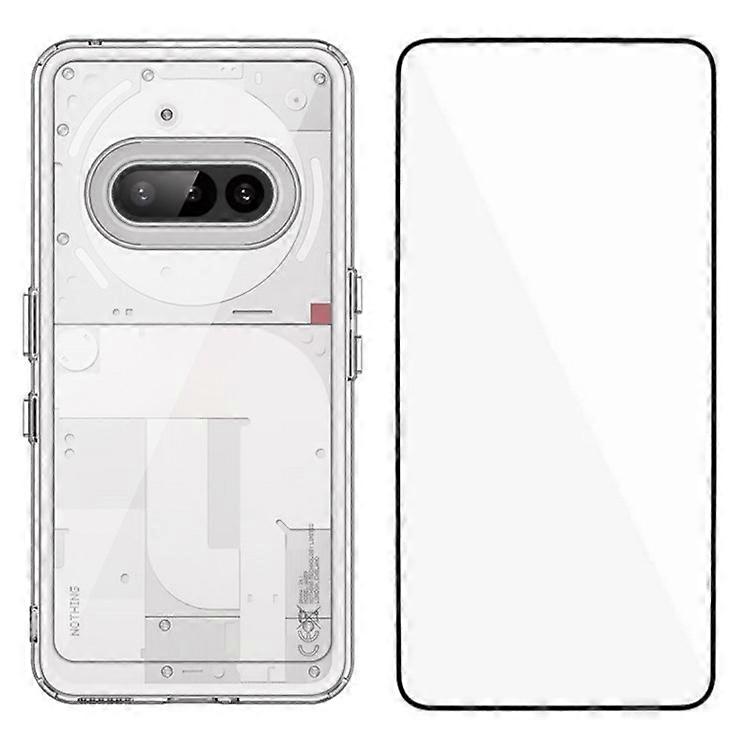 WANLONFENG MF Series Compatible For Nothing Phone (3a) Case TPU Acrylic Clear Phone Cover with Tempered Glass Film