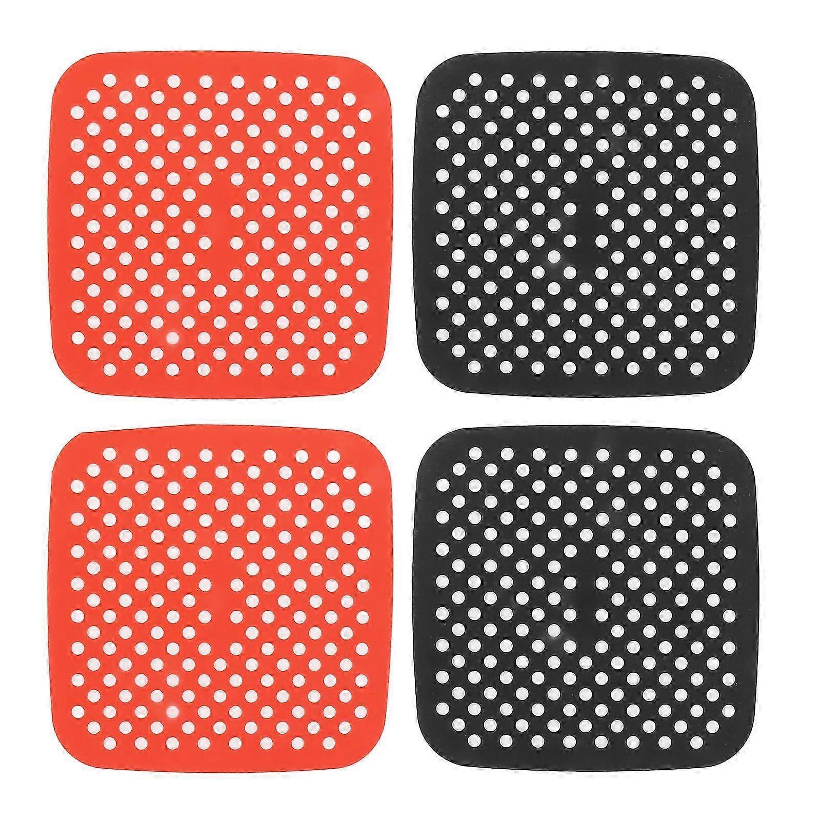 מחצלות טיגון אוויר לשימוש חוזר עמיד בפני מקל מדיח כלים בטוח עמיד לשמן סיליקון אייר טיינר לתנור אדום שחור 4 יחידות 18.5 ס"מ / 7.3 אינץ '