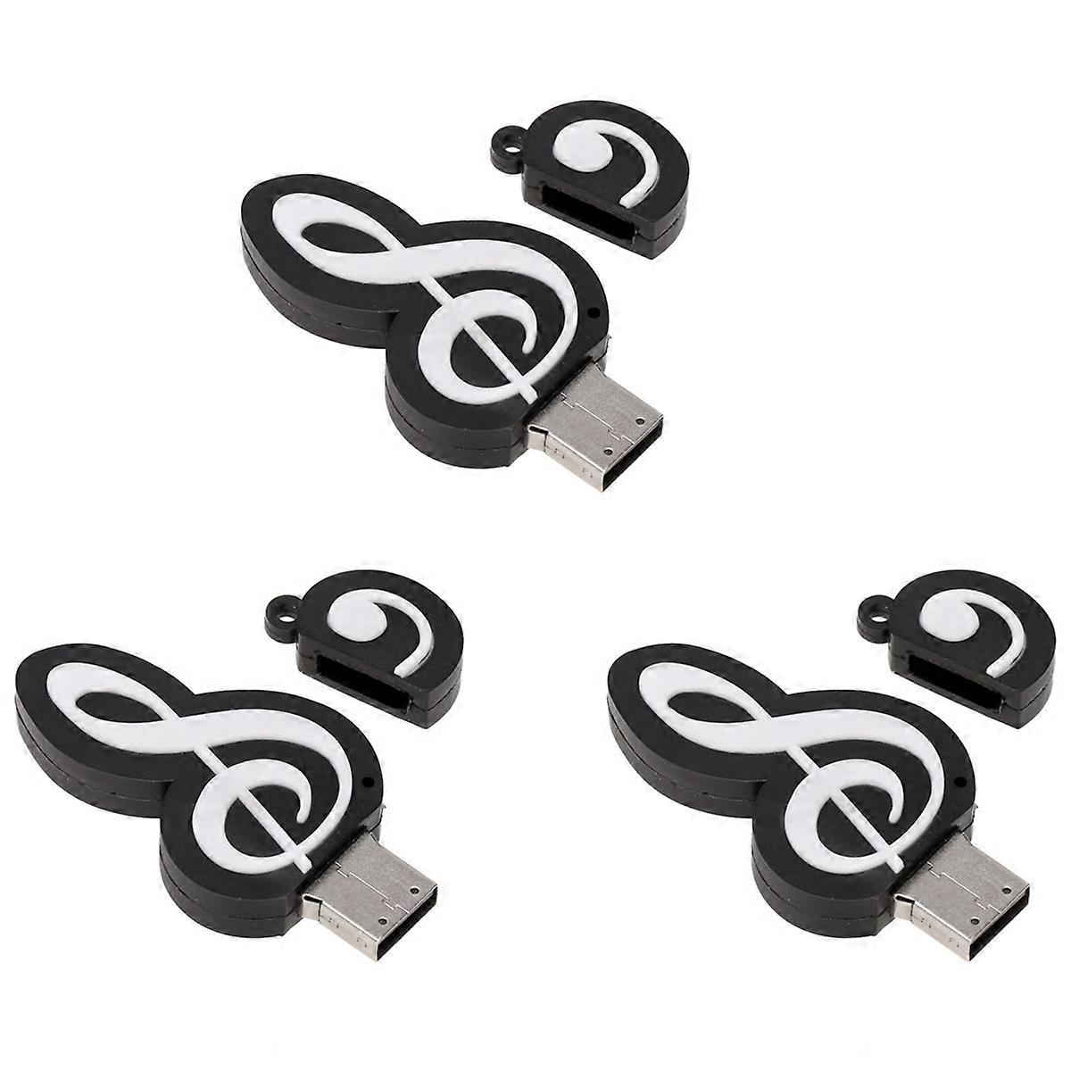 3X USB 2.0 Stick Cute Cartoon Memory Stick Music Notes Symbol USB 2.0 Memory External USB Flash Driv