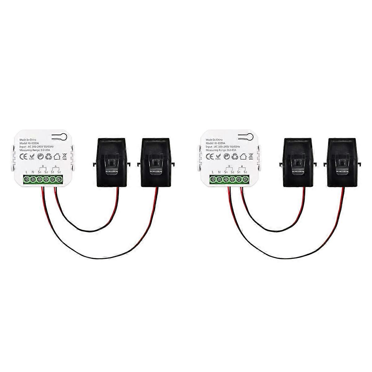 2X Tuya Smart Energy Meter Power Production Consumption Bidirectional Power Monitor 0.2-80A Support
