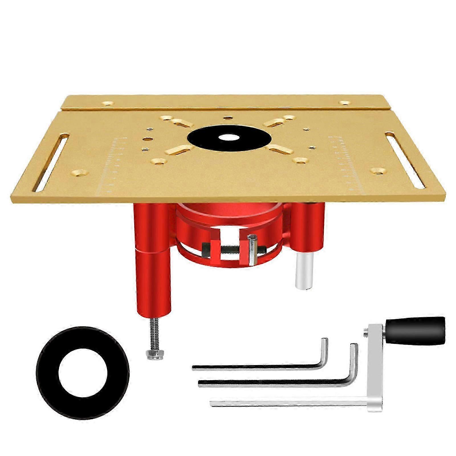 (Gold2) Durability Router Lift Systems For Woodworking Adjustable Clamping Bracket Insert Rings Adjustable Height Up To 47mm  Gold2