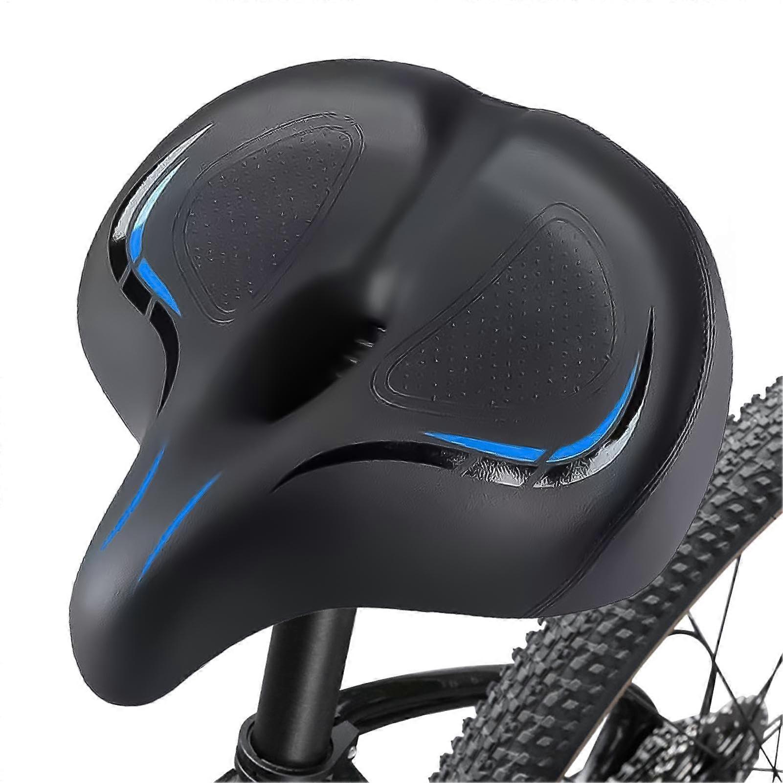 Oversized padded seat for folding, road, mountain bikes, blue