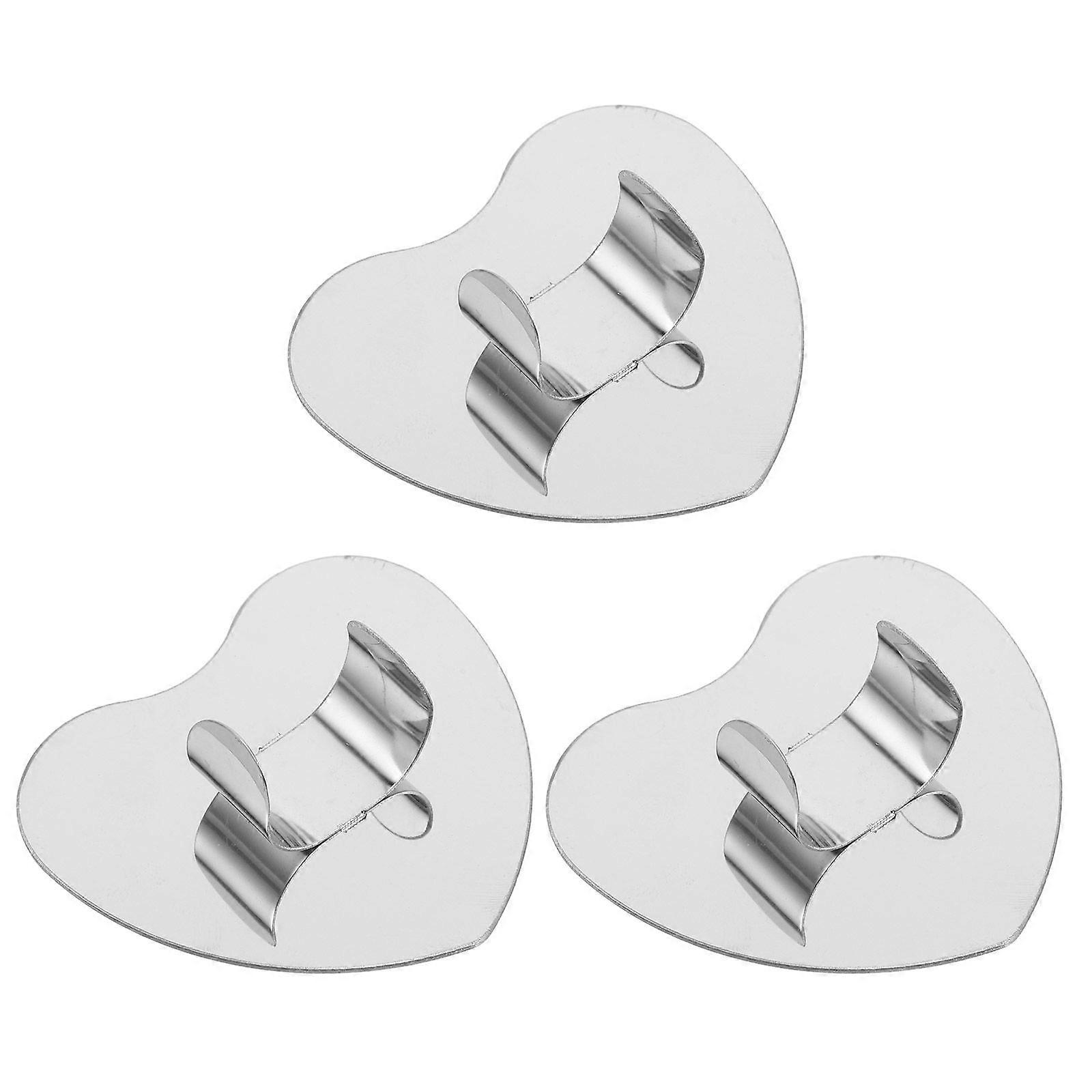 3pcs Heart-Shaped Makeup Mirror Stainless Steel Handheld Palette for Valentine's Day Tabletop Display and Nail Polish Mixing