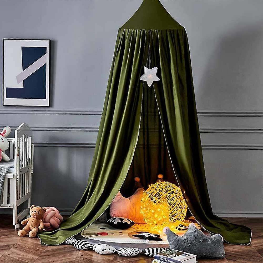 Army Green Bed Canopy for Girls, Boys, Baby, Mosquito Net, No Drilling Required