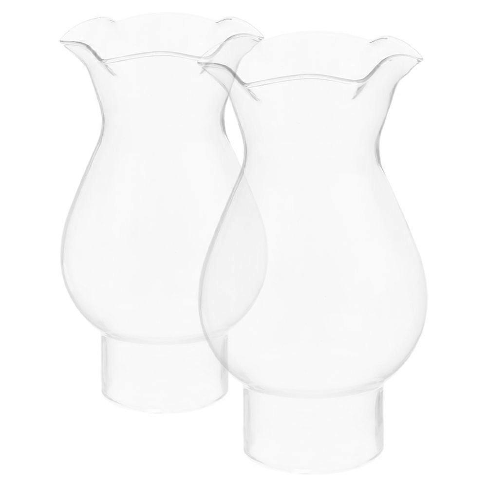 2pcs lampe à huile verre cheminée kérosène couvercle de lampe de remplacement cheminée rétro abat-jour en verre clair abat-jour pour remplacement de verre de lampe à huile antique