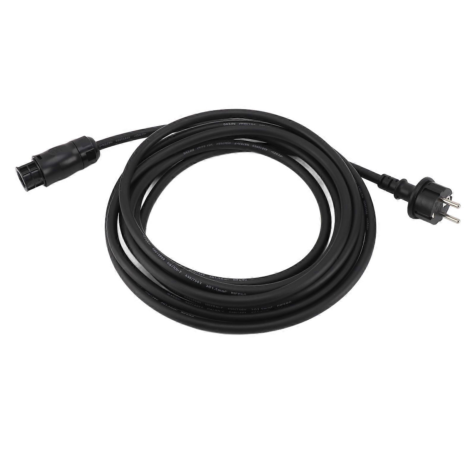 Male BC01 AC Solar Inverter Cable 3 Pin Connection Cord 5m 16.4ft 1.5mm² IP44 Flame Retardant Solar Power System Accessory EU Plug 250V