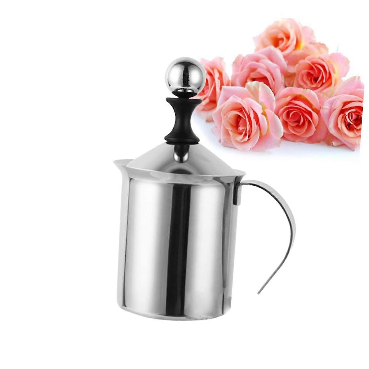 Manual Milk Frother Double Mesh Hand Pump for Creamy Cappuccino and Latte Macchiato, Dishwasher Safe, Easy to Use
