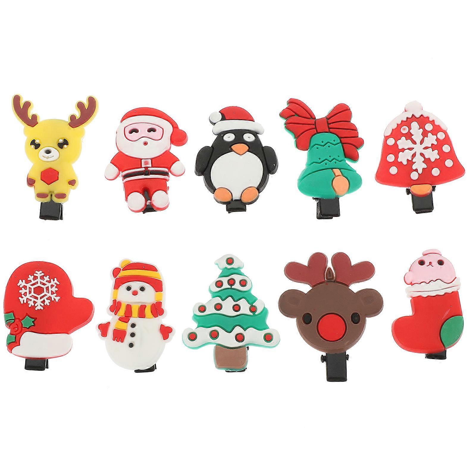 Christmas Hair Clips Cartoon Shapes Styling Aid Assorted Color 20Pcs