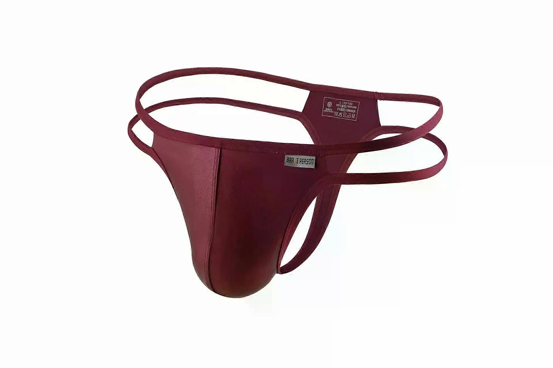 Men's Sexy T Back Thong Gays Erotic Backless G-string Faux Leather Hollow Underwear Soft Homme Low-rise U Convex Pouch Underpant