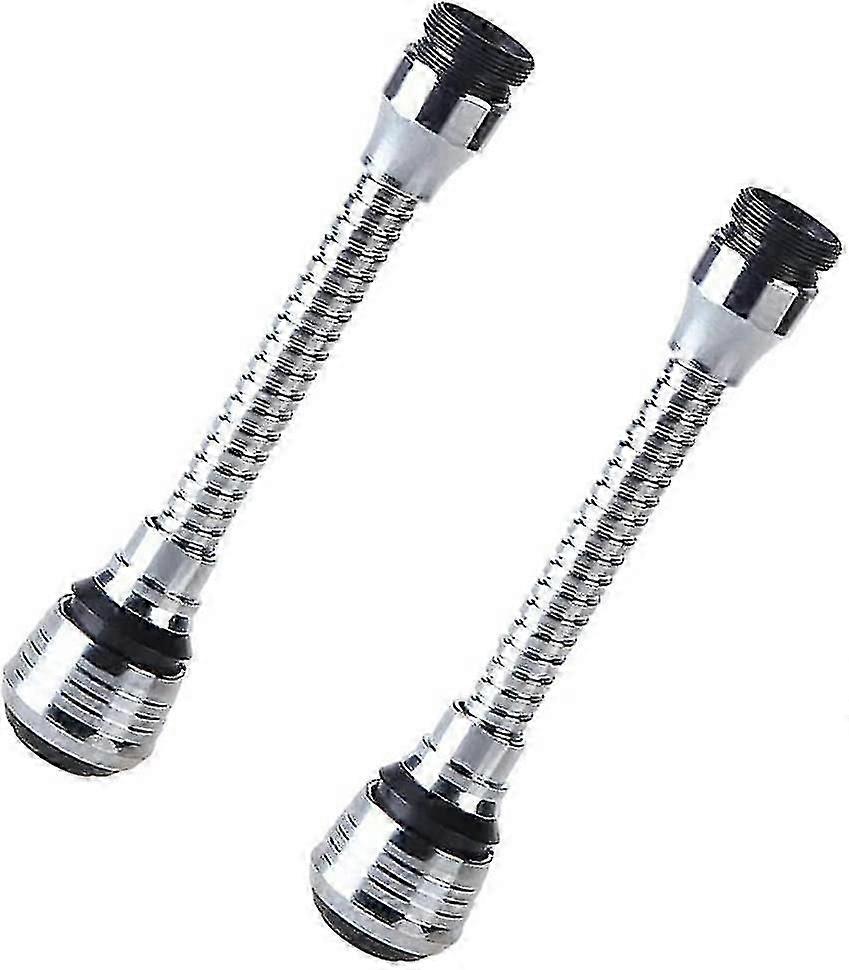 2 Pcs Spray Head Kitchen Tap Extension Flexible Faucet Sprayer Thread Interface, Argent