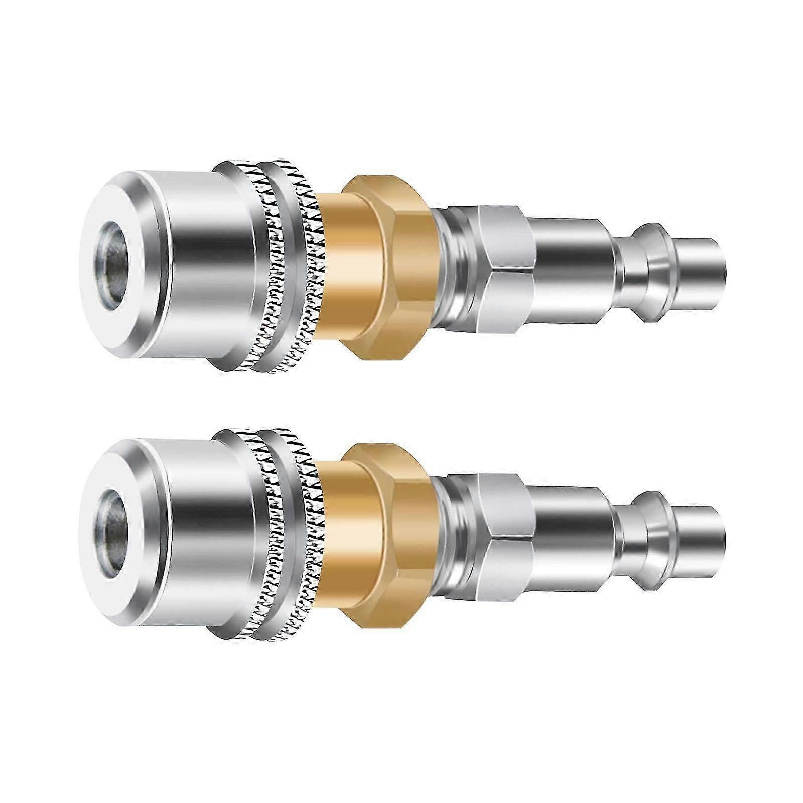 2Pcs Locking Air Chuck Multifunction 1/4 Fnpt Closed Flow, 7.5cm, Silver