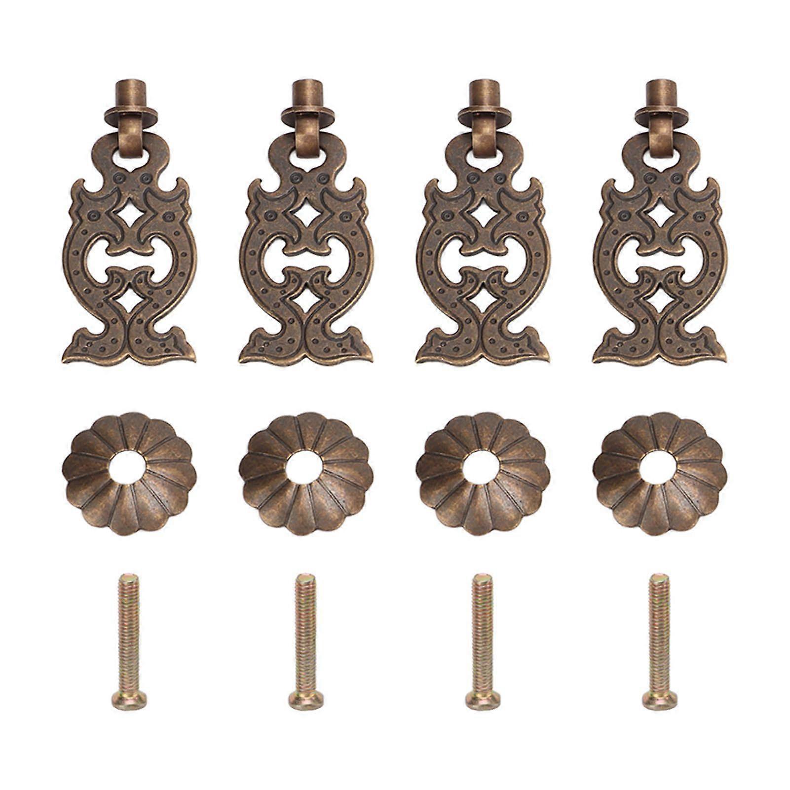 2025 Latest Model 4set Antique Cabinet Handles Brass Material DIY Vintage