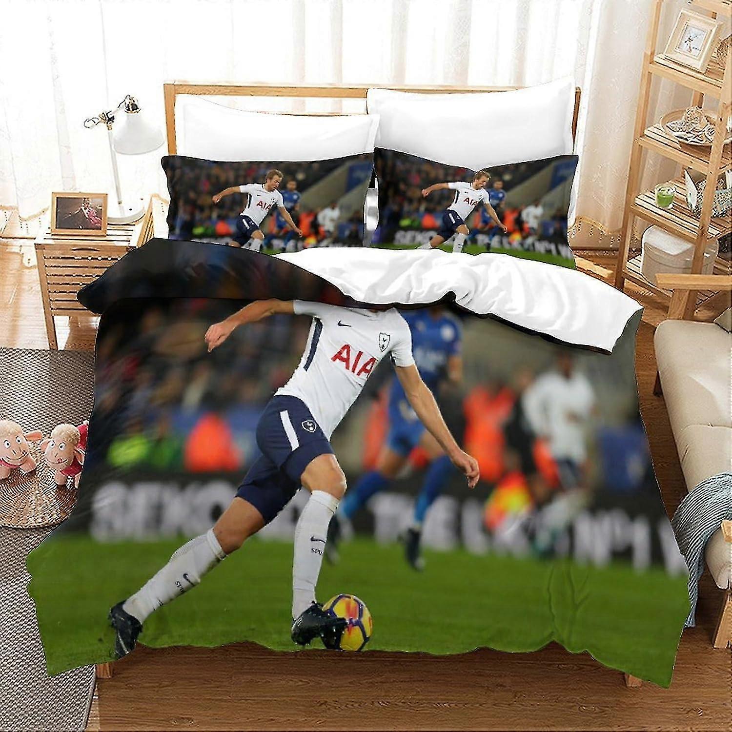 Conjunto de edredom impresso de superestrela de futebol 3D com fronhas para crianças e adultos