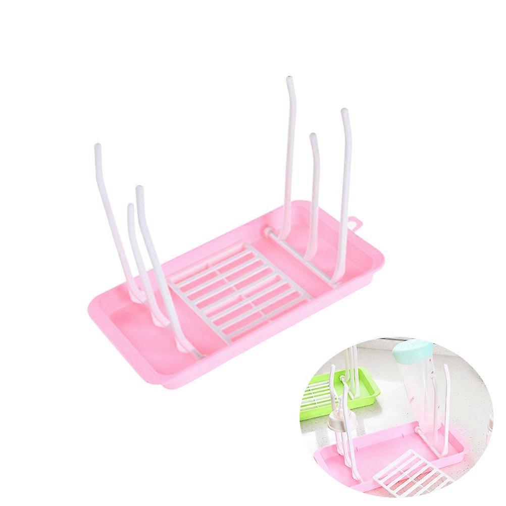 Space Saving Foldable Bottle Drying Rack for Sippy Cups and Nipples – Vertical Storage for Feeding Equipment – Pink