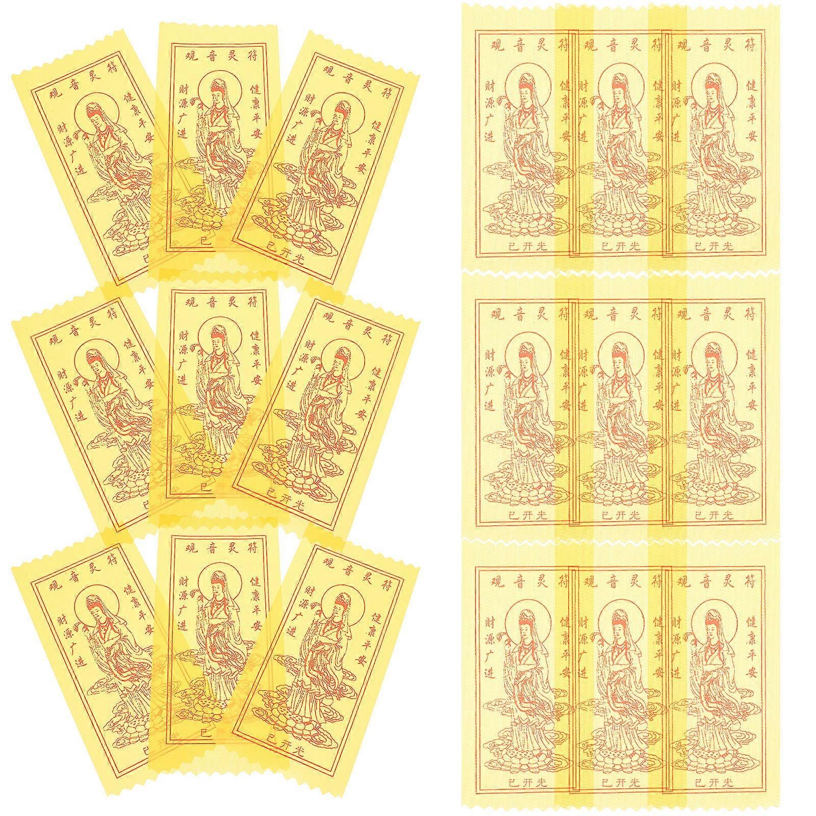 Kwan Yin Amulet Stickers 100 Sheets Feng Shui Wealth & Luck Symbols for Protection, Lightweight Blessing Stickers for Home Decor & Gifting