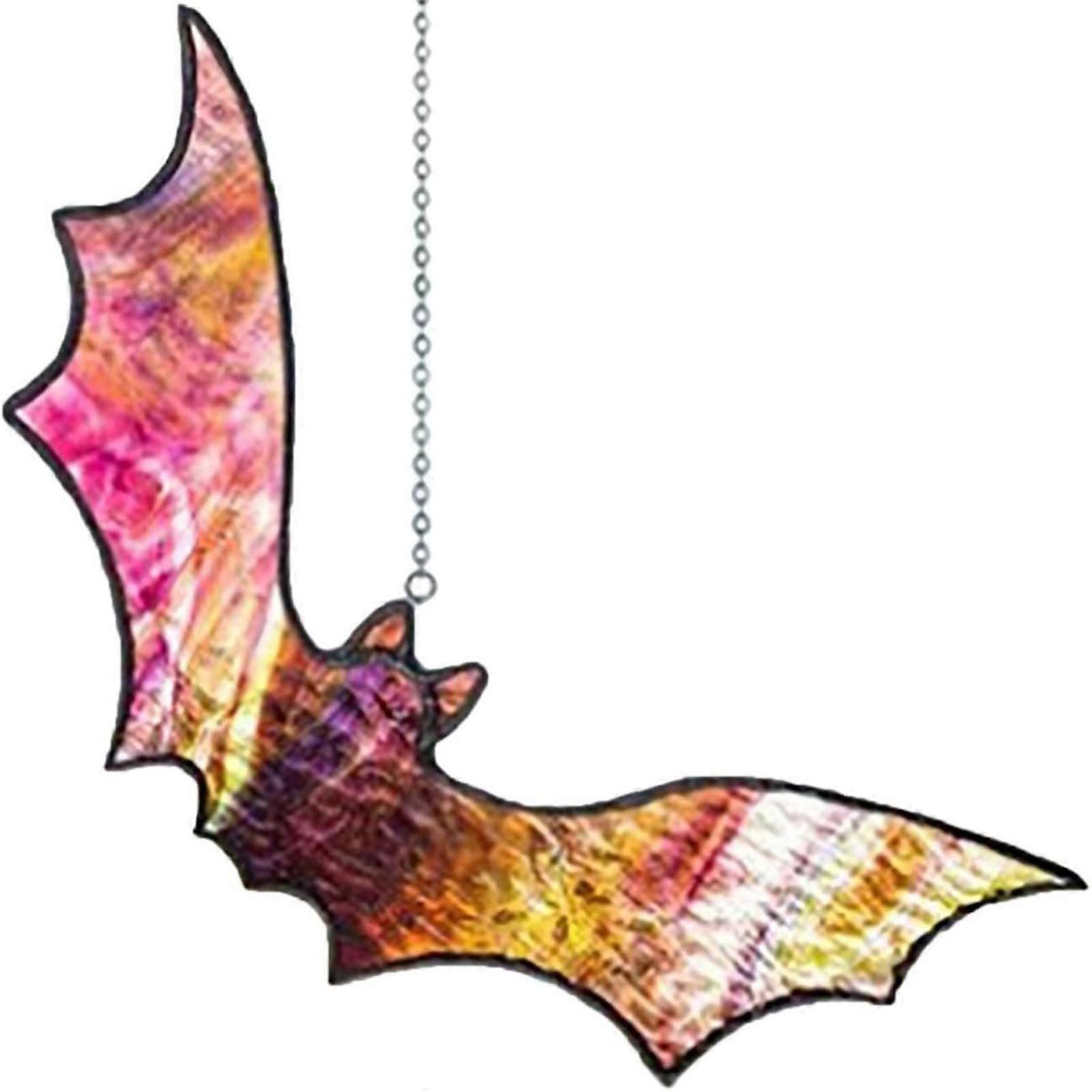 ハロウィーンバットステンドグラスサンキャッチャーウィンドウ吊り下げアクリルウォールアートサンキャッチャー装飾ミニイースターバスケット