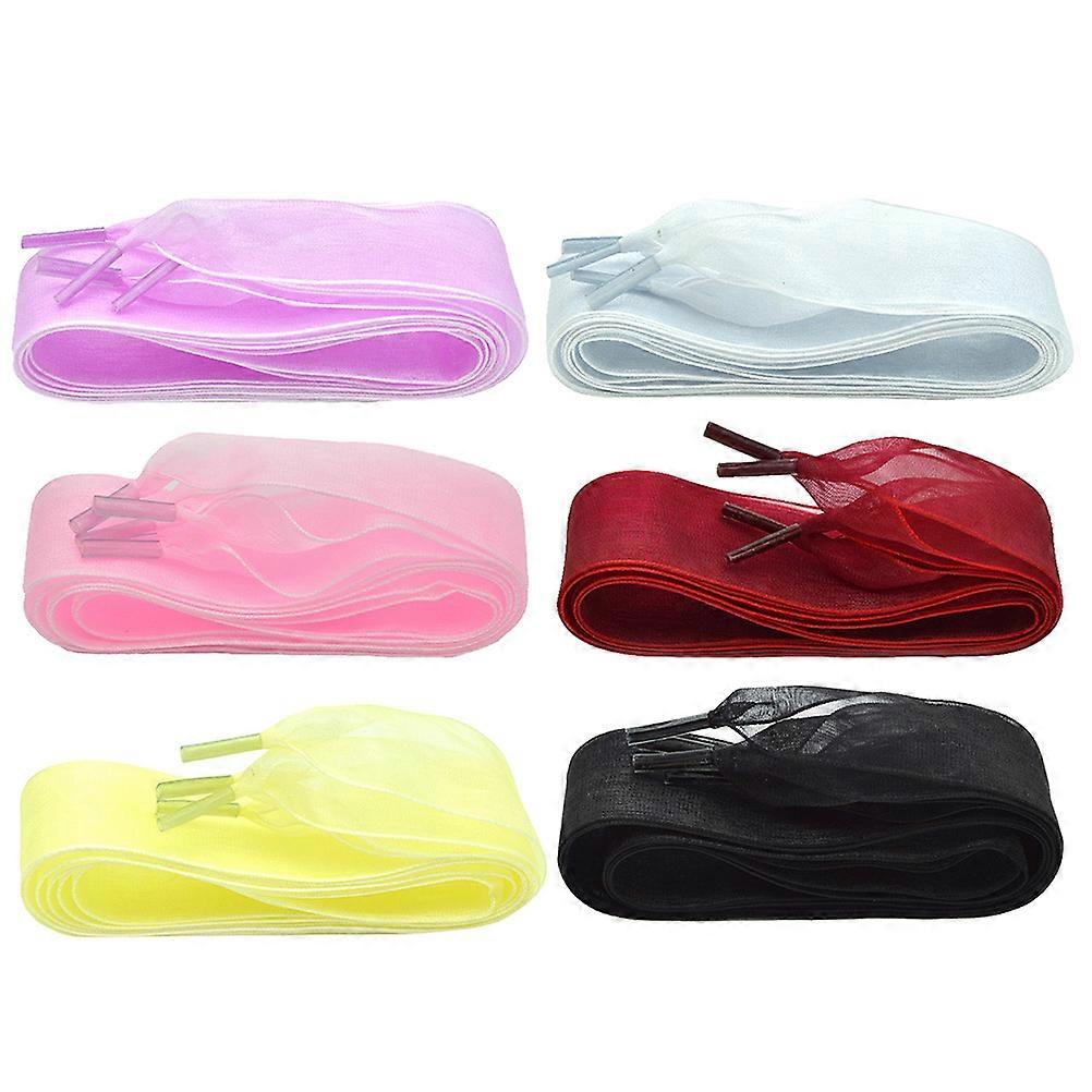 Wide Chiffon Shoe Strings For Sneakers Light Purple Light Yellow 6 Pairs