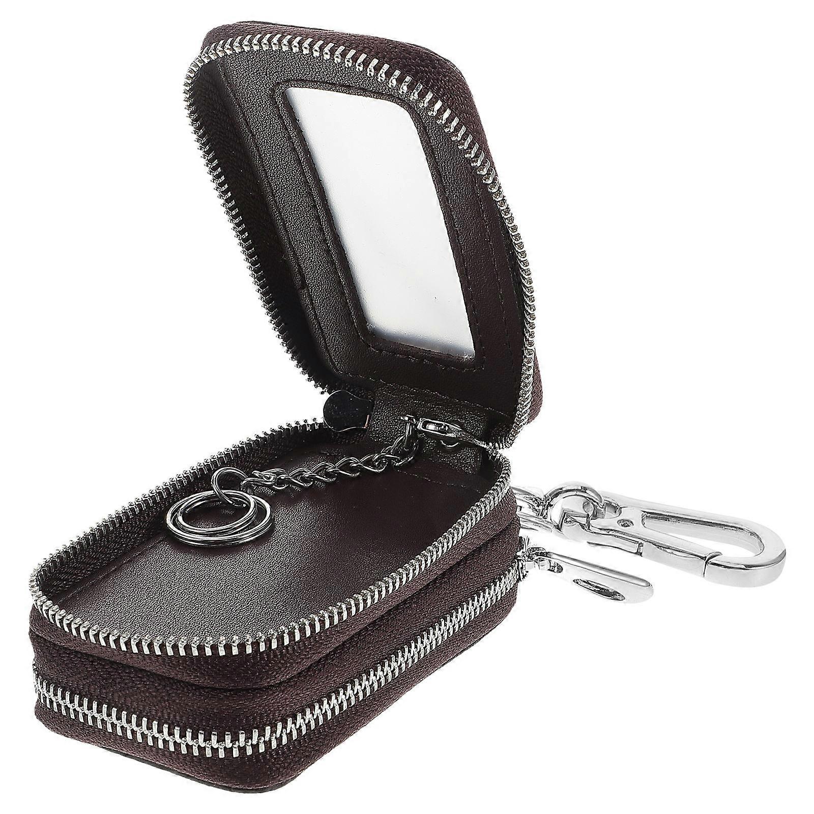 Car Key Holder Bag Rectangular Shape for Men Household Keys Leather Organizer 1Set