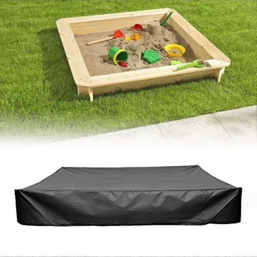 Square sandbox cover, waterproof, dustproof protection, black canopy, with cordtie avoidance, fits various sandbox sizes (180 x 180 x 20 cm).