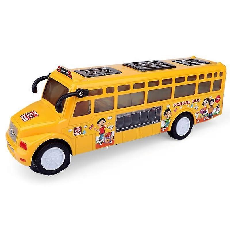 Toy Car Light-Up Vehicle School Bus Simulation Model QkA132 Yellow 25 X 7 Cm Batteries Not Included