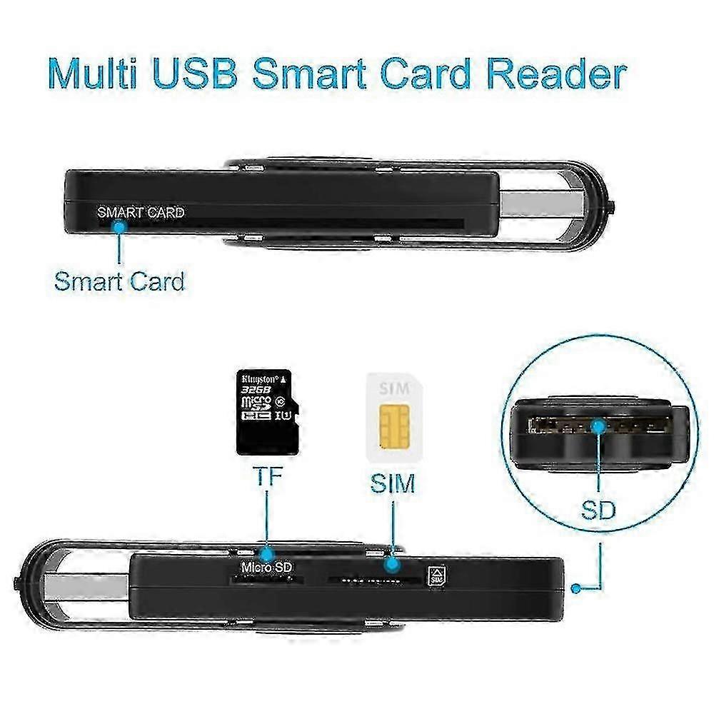 Usb 4 Ports Usb Hub, Smart Card Reader, Usb Common Access Cac Card FT