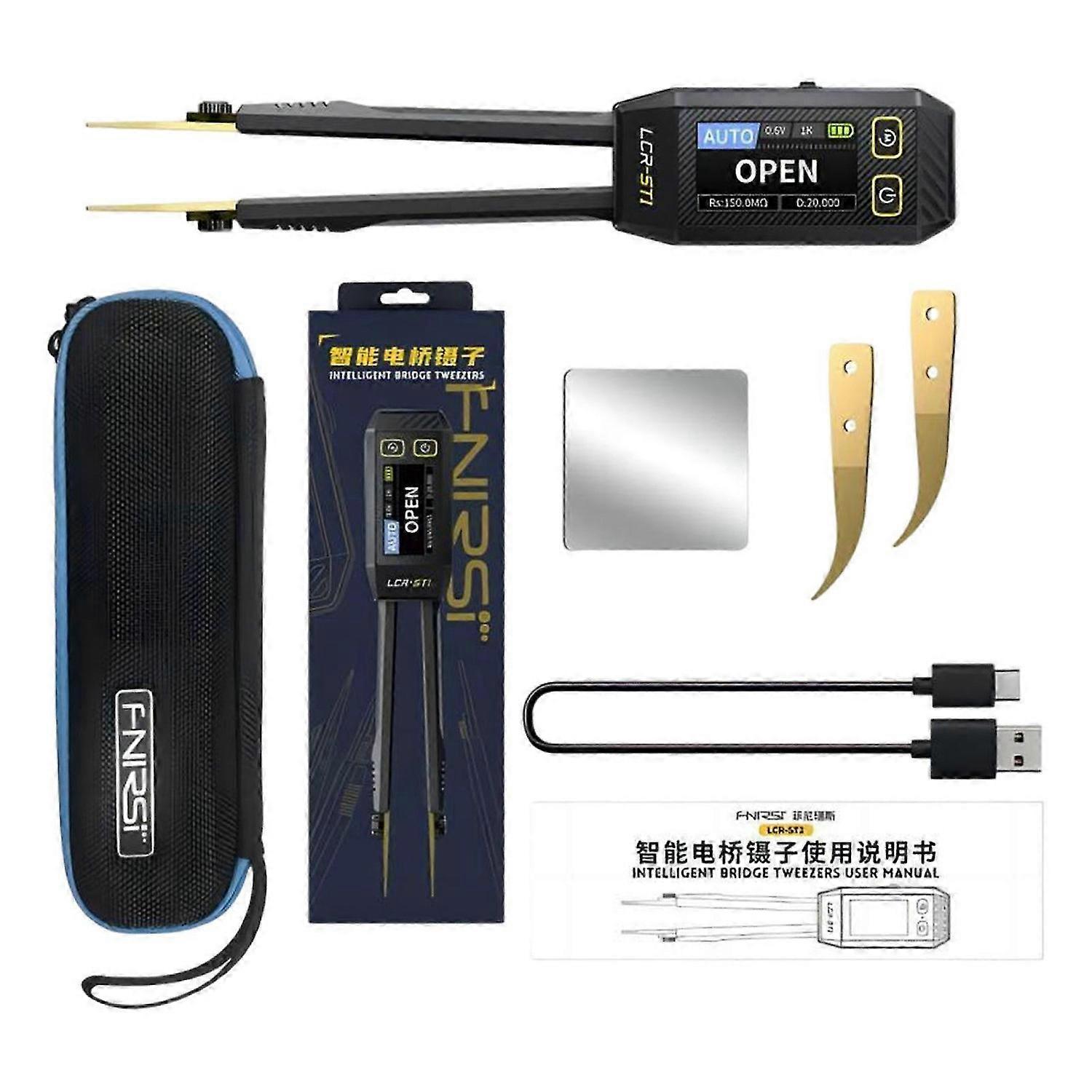 LCR-ST1 Mini Smart Tweezer LCR SMD ESR Tester Ohm Cap Inductance Diode Me w/Bag