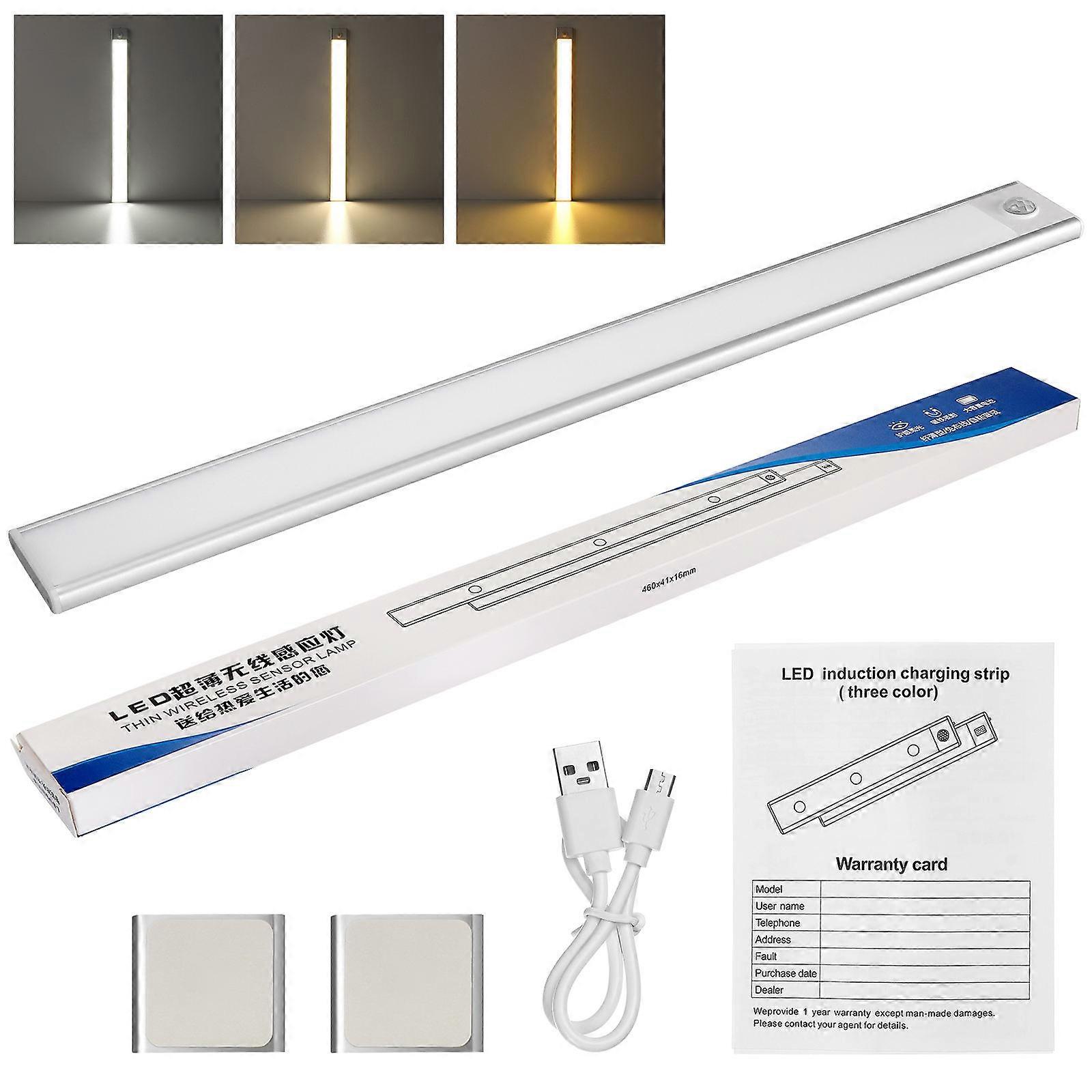 Usb Rechargeable Led Light Motion Sensor Dimmable White Desk Lighting Cabinet Illumination 40X4X1CM 1Set