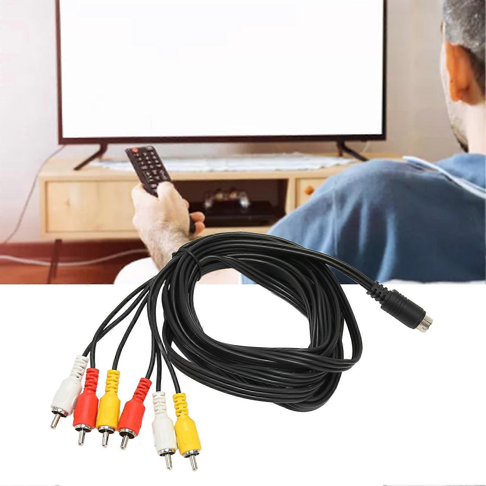 Mini DIN to 6 RCA Cable 9 Pin Clear Signal Stable Sound Video Composite Wire for Digital Camcorder TV AV Receiver