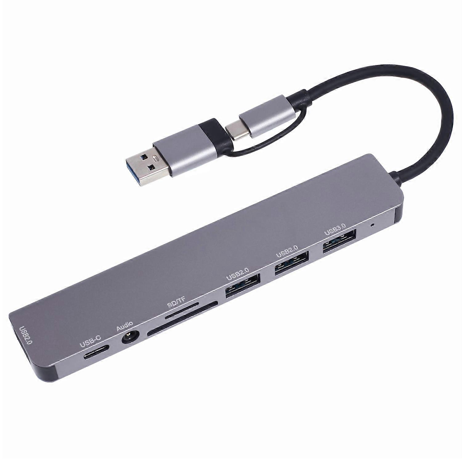 2218TU 8 in 1 USB Hub Adapter USB Type-C to USB3.0 3 USB 2.0 USB-C SD TF 3.5mm Docking Station
