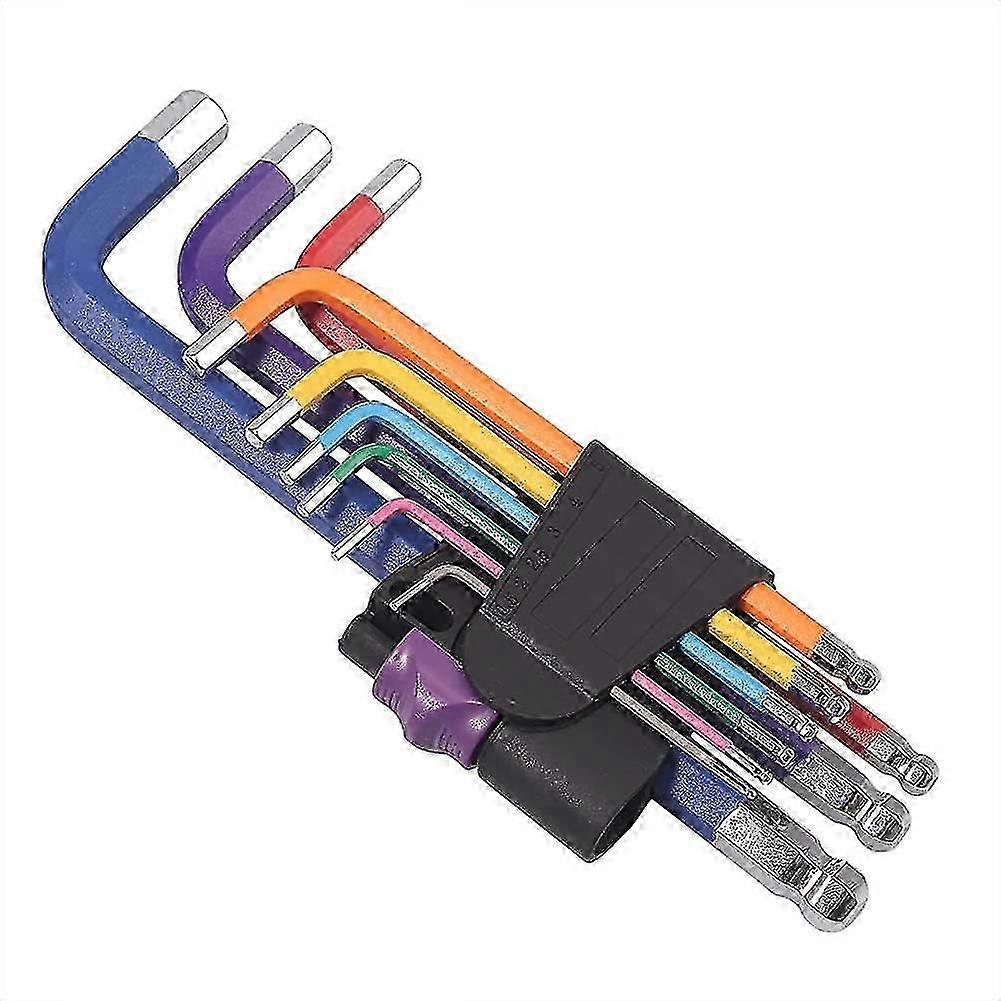 9 Pcs Hex Socket Spherical Wrench Set 1.5-10mm Full Color Spherical Allen Wrench