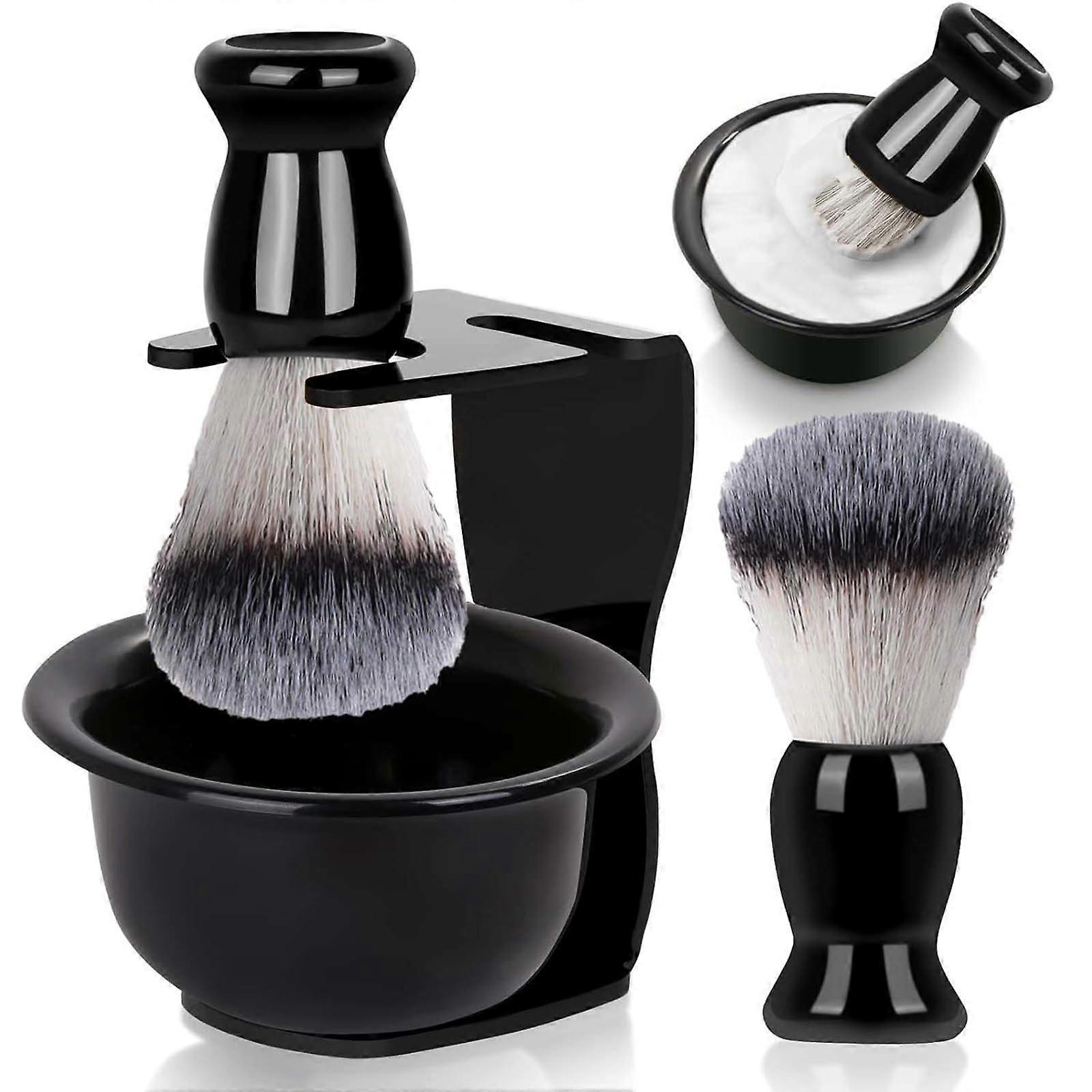 Men's Razor Shaving Set with 3 in 1 Synthetic Brush, ABS Stand and Bowl, Grooming Gift Set for Father's Day