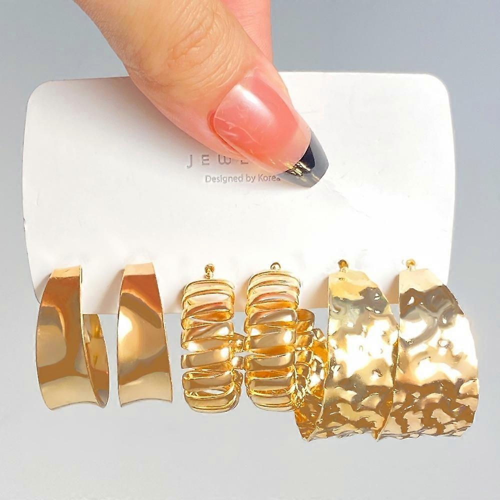 Pearl Geometric Stud Earrings Set Women's Fashion Alloy