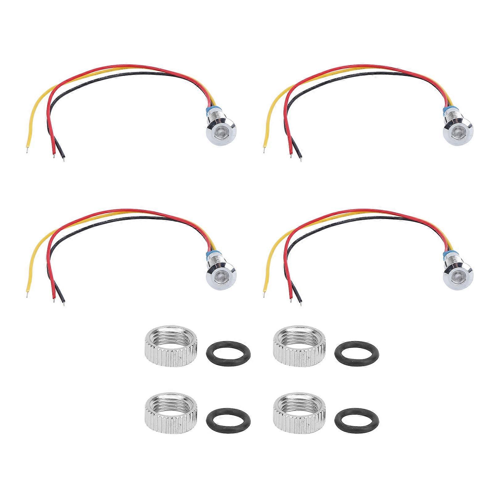 4 Set LED Indicator Light Common Cathode Lamp Industrial Control Components 8mm 110‑220V