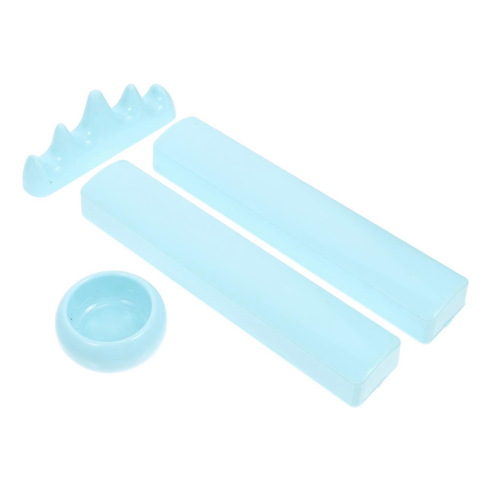 Skyblue Plastic Calligraphy Paperweights and Pen Rack for Sanctum Office Decor 4Pcs