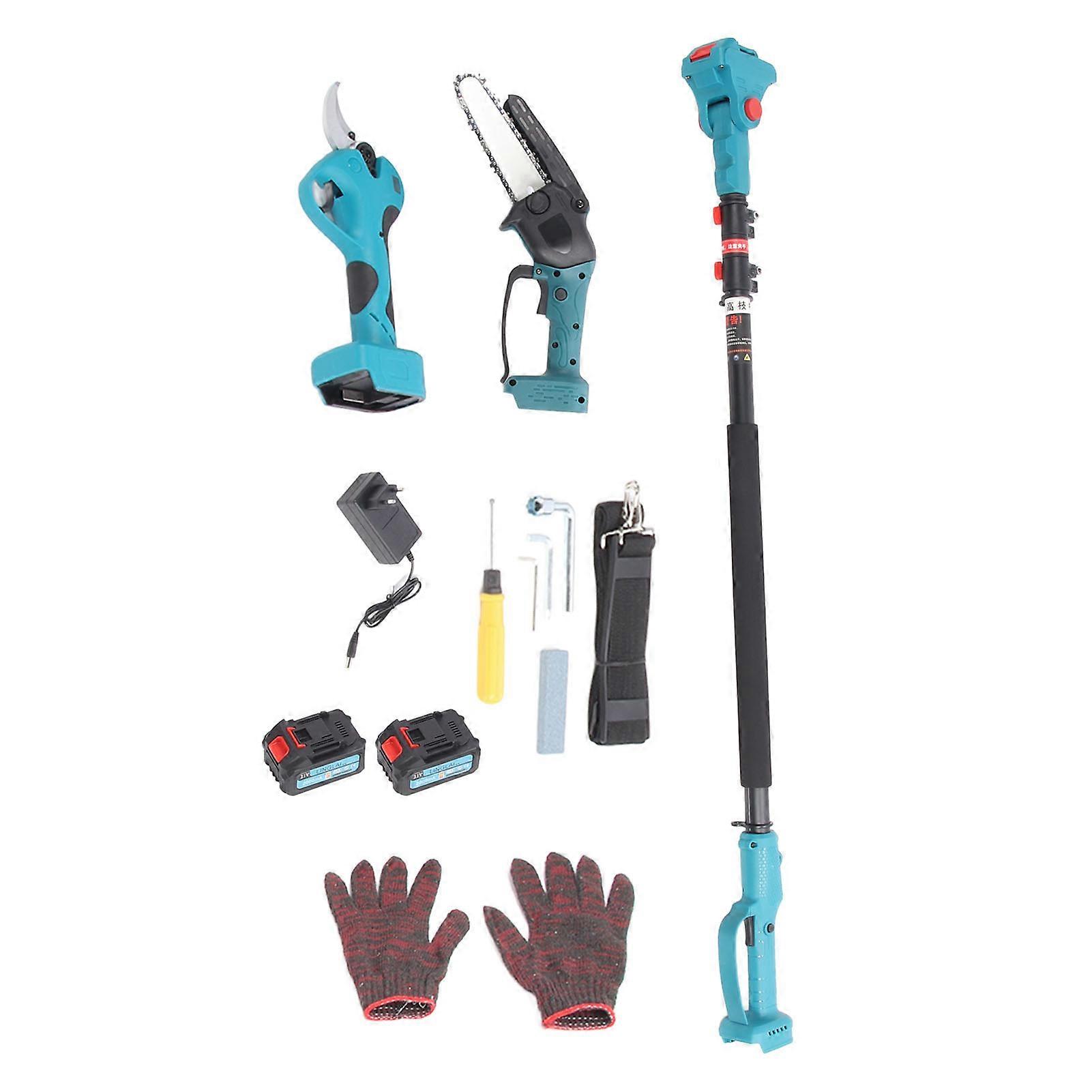 Cordless Electric Chainsaw Kit Brushless Rechargeable Mini Electric Chainsaw Pruner Pruning Shears 100‑240V EU Plug