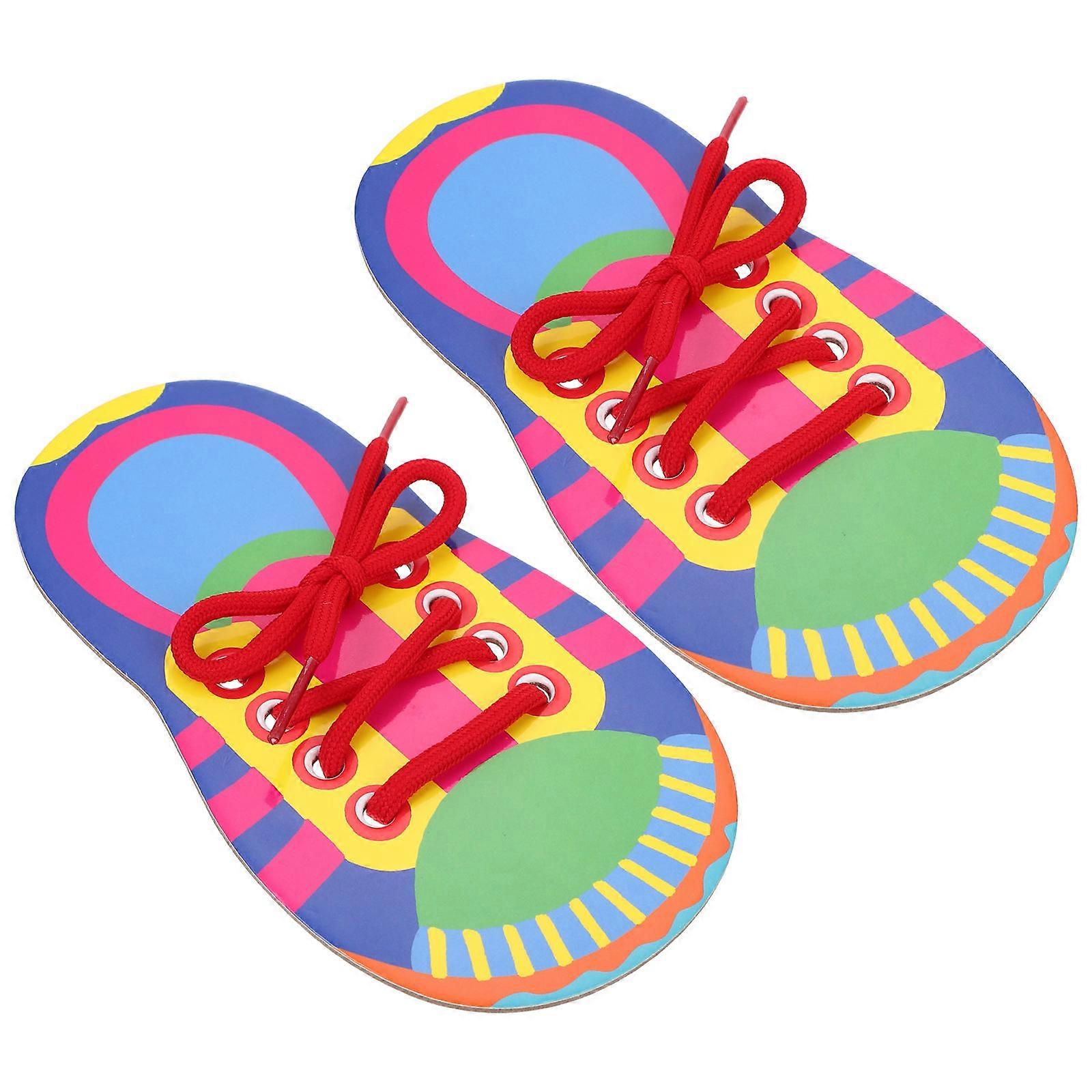 Practice Shoe Tie For Kids Lacing Shoes Toy Learn To Tie Shoelaces Trainers Fine Motor Skills Toys 2Pcs