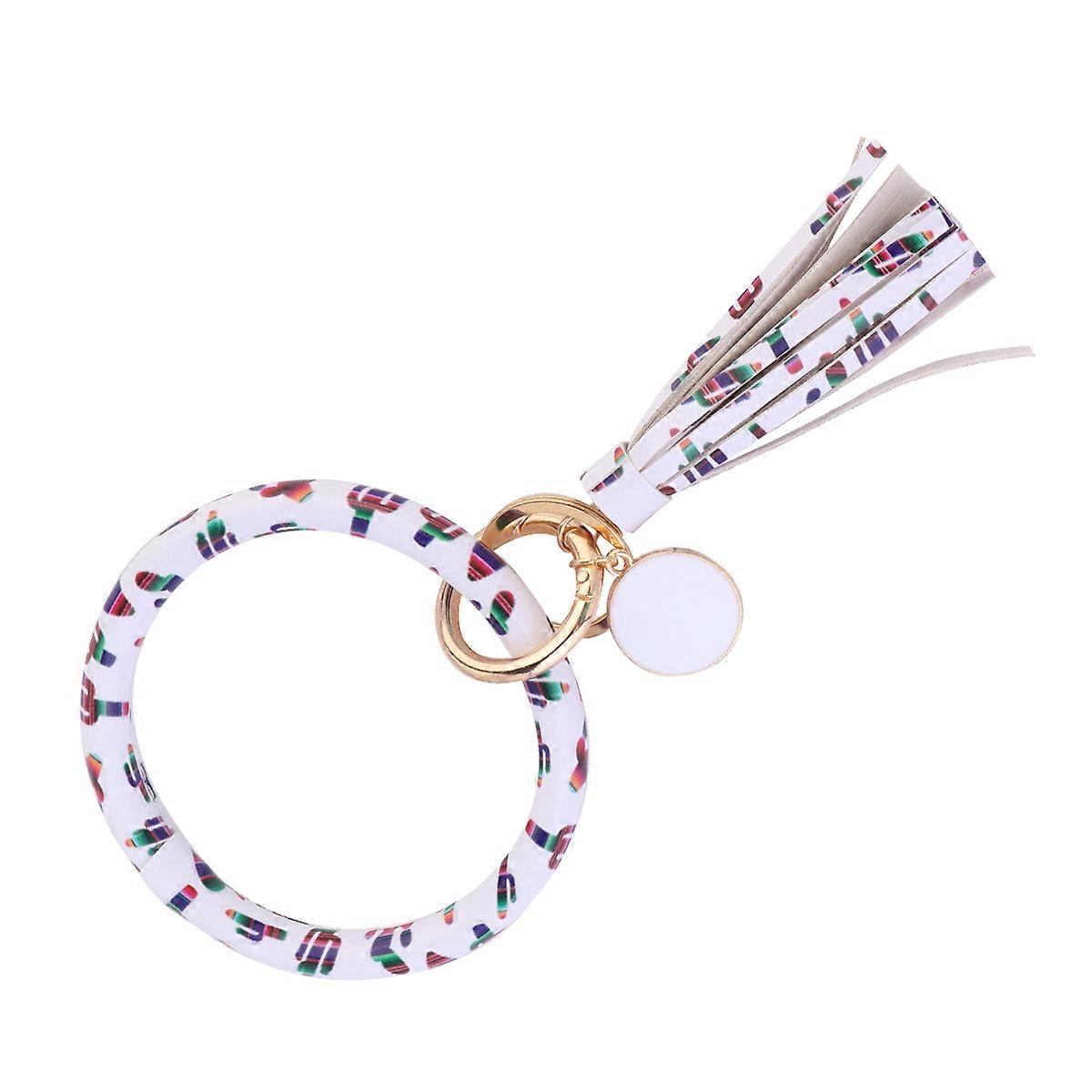 Key Rings For Women Circle Key Ring Bangle Key Ring Pu Leather Simple Style Gifting 1Pack